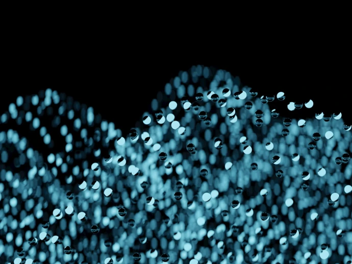 Abstract glowing blue lights on black background